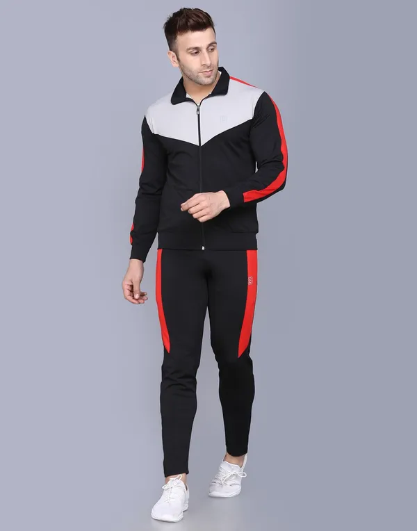 Black Polyester Blend Track suit for Men (Size-L)